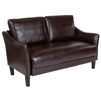 Flash Furniture SL-SF915-2-BRN-GG Asti Upholstered Loveseat in Brown Leather